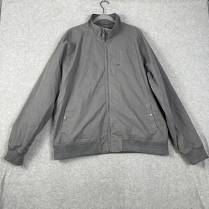 Faherty Gray Cotton Bomber Zip Jacket Mens XXL Plaid Lined Casual Minimalist